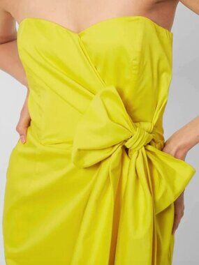 French Connection Yellow Whisper Strapless Dress with Pockets & Bow - with tags